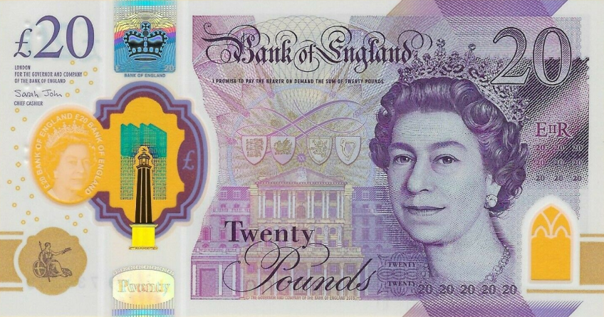 PN396A Great Britain 20 Pounds Year 2020